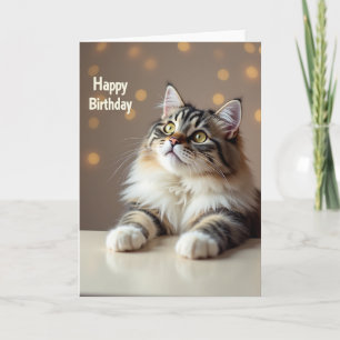Cartão de Aniversário de Gato Fofo
