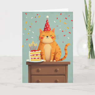 Cartão de Aniversário de Gato Fofo