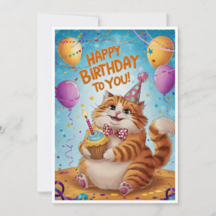 Cartão de Aniversário de Gato Fofo – "Feliz Aniver