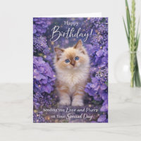 Cartão de Aniversário de Gato – Gatinho Fofo e Flo