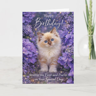 Cartão de Aniversário de Gato – Gatinho Fofo e Flo