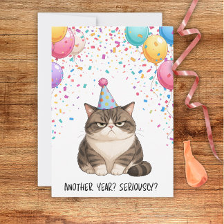 Cartão de aniversário de gato gordo sarcástico