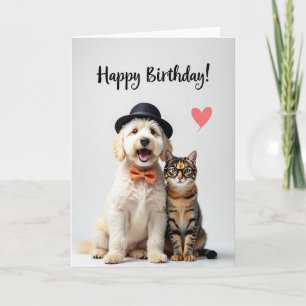Cartão de Aniversário de Gato Inteligente