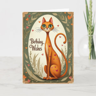 Cartão de Aniversário de Gato Laranja Doce