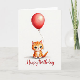 Cartão de Aniversário de Gato Laranja Listrado