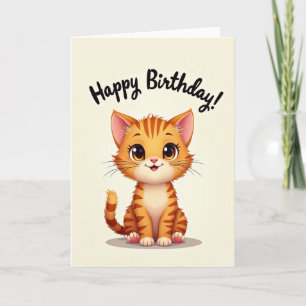 Cartão de Aniversário de Gato Listrado Doce