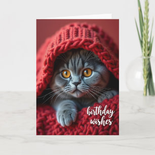 Cartão de Aniversário de Gato Listrado Fofo
