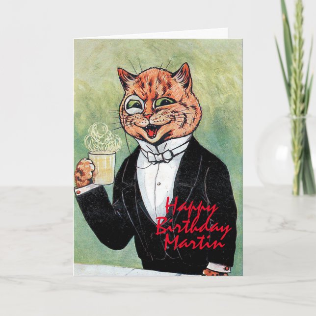 Cartão de Aniversário de Gato Louis Wain do Homem  (Frente)