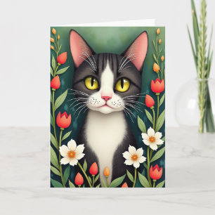Cartão de Aniversário de Gato Luminoso