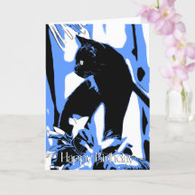 Cartão de Aniversário de Gato Preto-Design Negrito