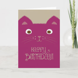 Cartão de Aniversário de Gato Roxo