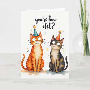 Cartão de Aniversário de Gato Surpreso