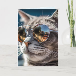 CARTÃO DE ANIVERSÁRIO DE GATO USANDO ÓCULOS DE SOL