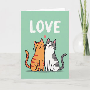 Cartão de Aniversário de Gatos Fofos Amor