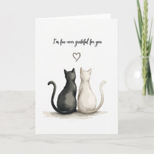 Cartão de Aniversário de Gatos Fofos em Aquarela