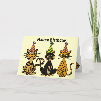 Cartão de Aniversário de Gatos Loucos