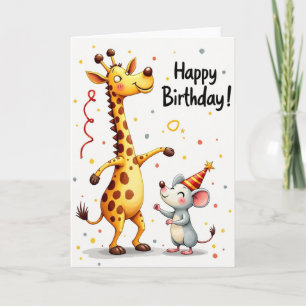 Cartão de Aniversário de Girafa Alegre