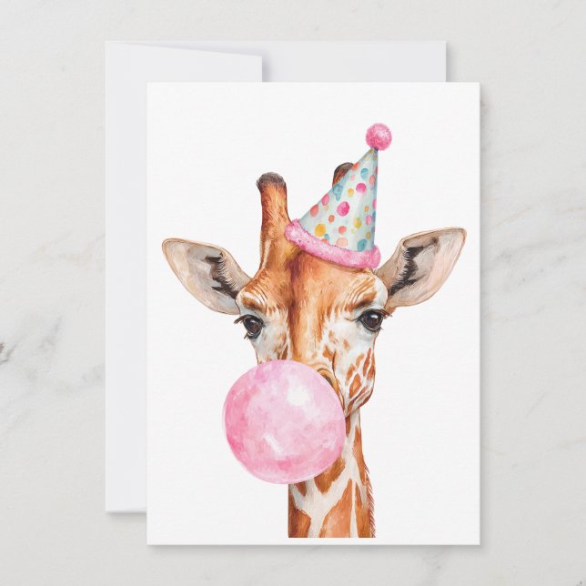 Cartão de Aniversário de Girafa Fofa (Frente)