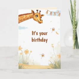 Cartão de Aniversário de Girafa Fofa Personalizado