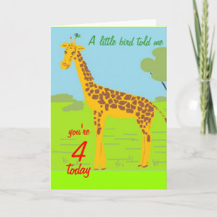 Cartão de aniversário de Giraffe 4 hoje