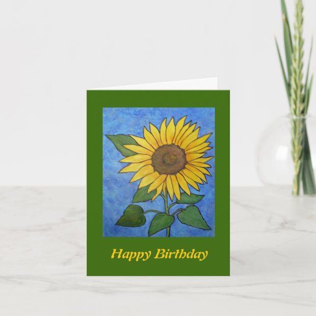 Cartão de Aniversário de Girassol (Frente)
