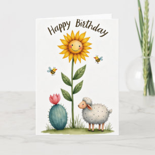 Cartão de Aniversário de Girassol Caprichoso