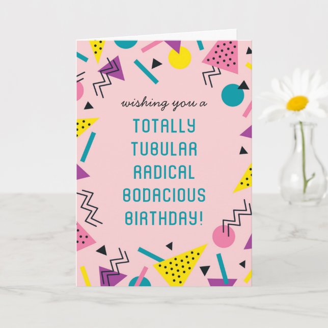 Cartão de aniversário de gíria de 80 com retro eng (Planta pequena)