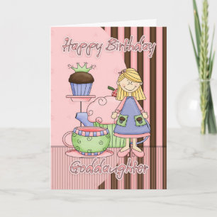 Cartão De Aniversário De GodFilha Cute - Cupcakes