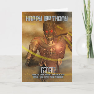 Cartão de Aniversário de Godson com Cyborg - Robô