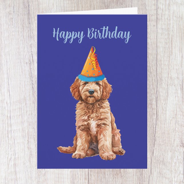 Cartão de Aniversário de Goldendoodle (Criador carregado)