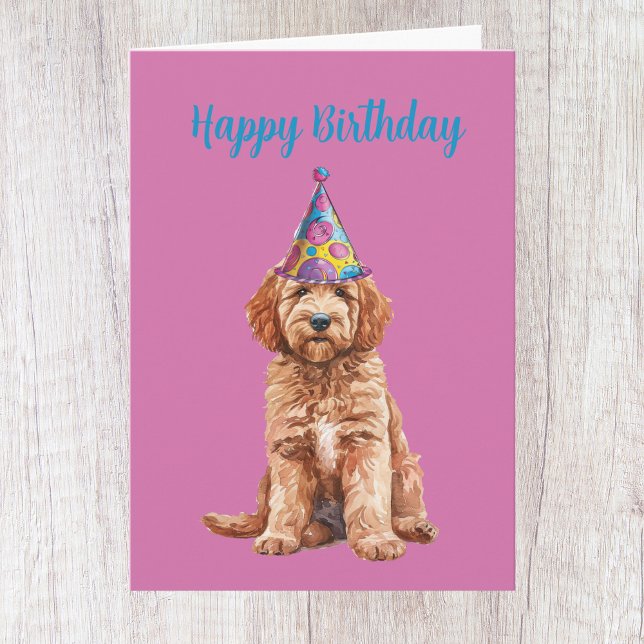 Cartão de Aniversário de Goldendoodle Fofo (Criador carregado)
