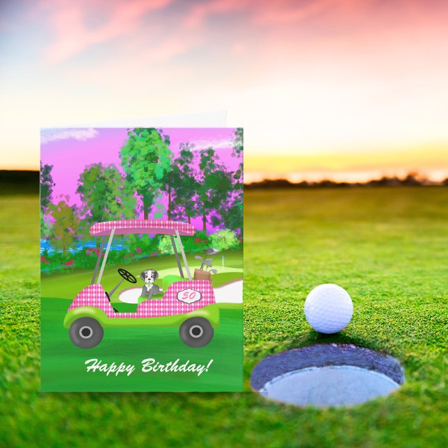 Cartão de aniversário de golfe com Schnauzer fofo (Criador carregado)