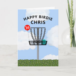 Cartão de aniversário de golfe de disco personaliz