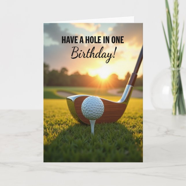 Cartão de Aniversário de Golfe Hora Dourada (Frente)