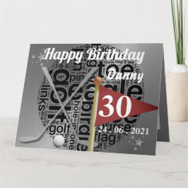 Cartão de aniversário de golfe personalizado de 30