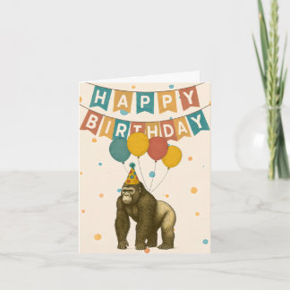 Cartão de aniversário de gorila - Animal engraçado