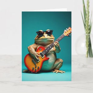 Cartão de Aniversário de Guitarra de Sapo Legal