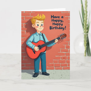 Cartão de Aniversário de Guitarrista Alegre