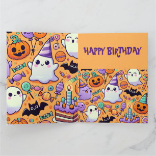 Cartão de aniversário de Halloween fofo