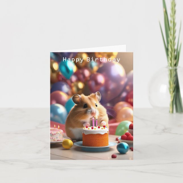 Cartão de Aniversário de Hamster Bonito (Frente)