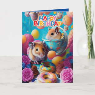 Cartão de Aniversário de Hamsters Sírios Engraçado