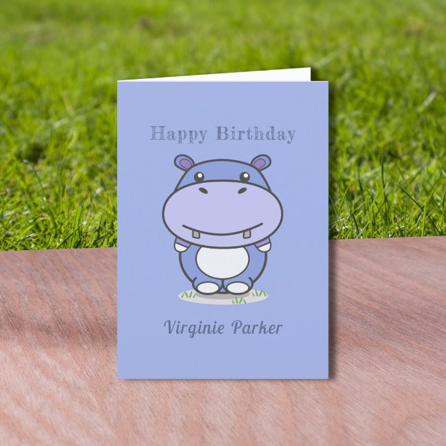 Cartão de Aniversário de Hippo Bonito (Cute Hippo Birthday Card)