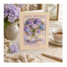Cartão de Aniversário de Hortênsia | Cartão Floral