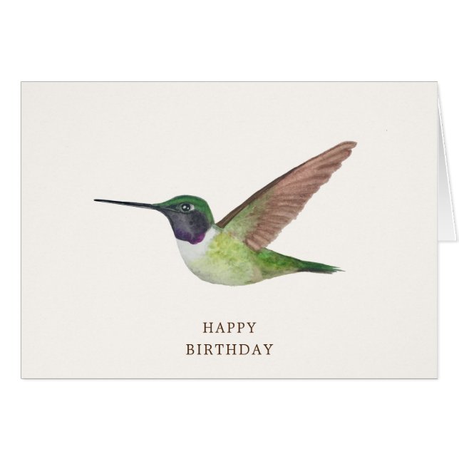 Cartão de Aniversário de Hummingbird da Anna (Frente Horizontal)