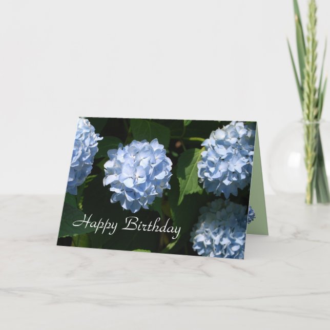 Cartão de Aniversário de Hydrangea Azul (Frente)