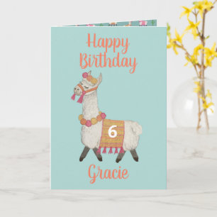 Cartão de Aniversário de Idade 6 personalizado do