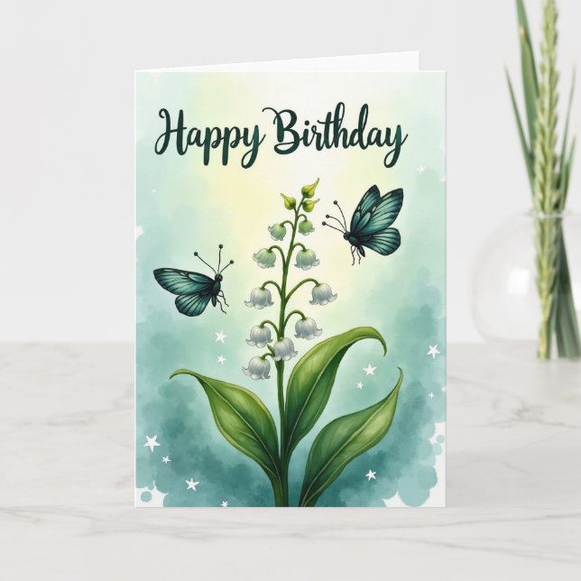 Cartão de Aniversário de Inseto Azul (Frente)