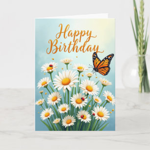 Cartão de Aniversário de Inseto Florido