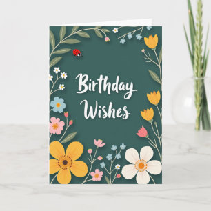 Cartão de Aniversário de Jardim Vibrante