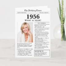 Cartão de aniversário de jornal de 1956